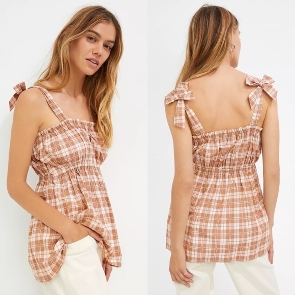Anthropologie Faithfull The Brand Moretta Top - Lori Check Print